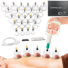 AIKOTOO cupping set with 24 cups and pump for safer, controllable suction at home.
