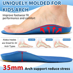 Ailaka Kids Deep Heel Cup Insole stabilizes the heel during high-impact activities.