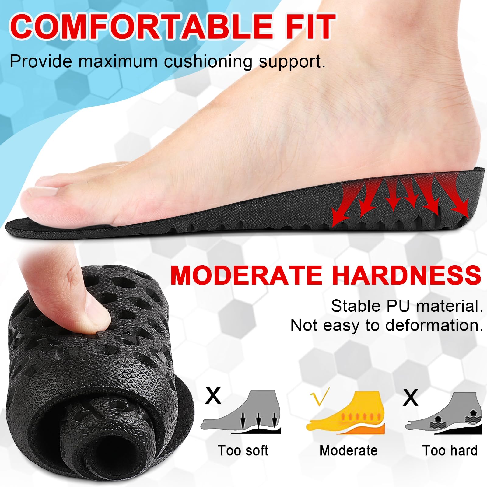Ailaka PU lift insert with shock absorption for comfortable steps