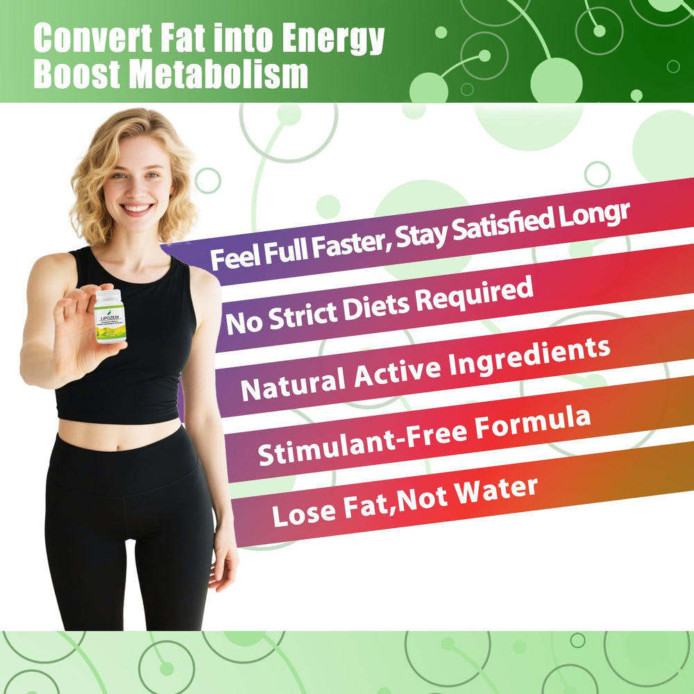 Aimacro Lipo Zem glass bottle with capsules portraying daily wellness routine.