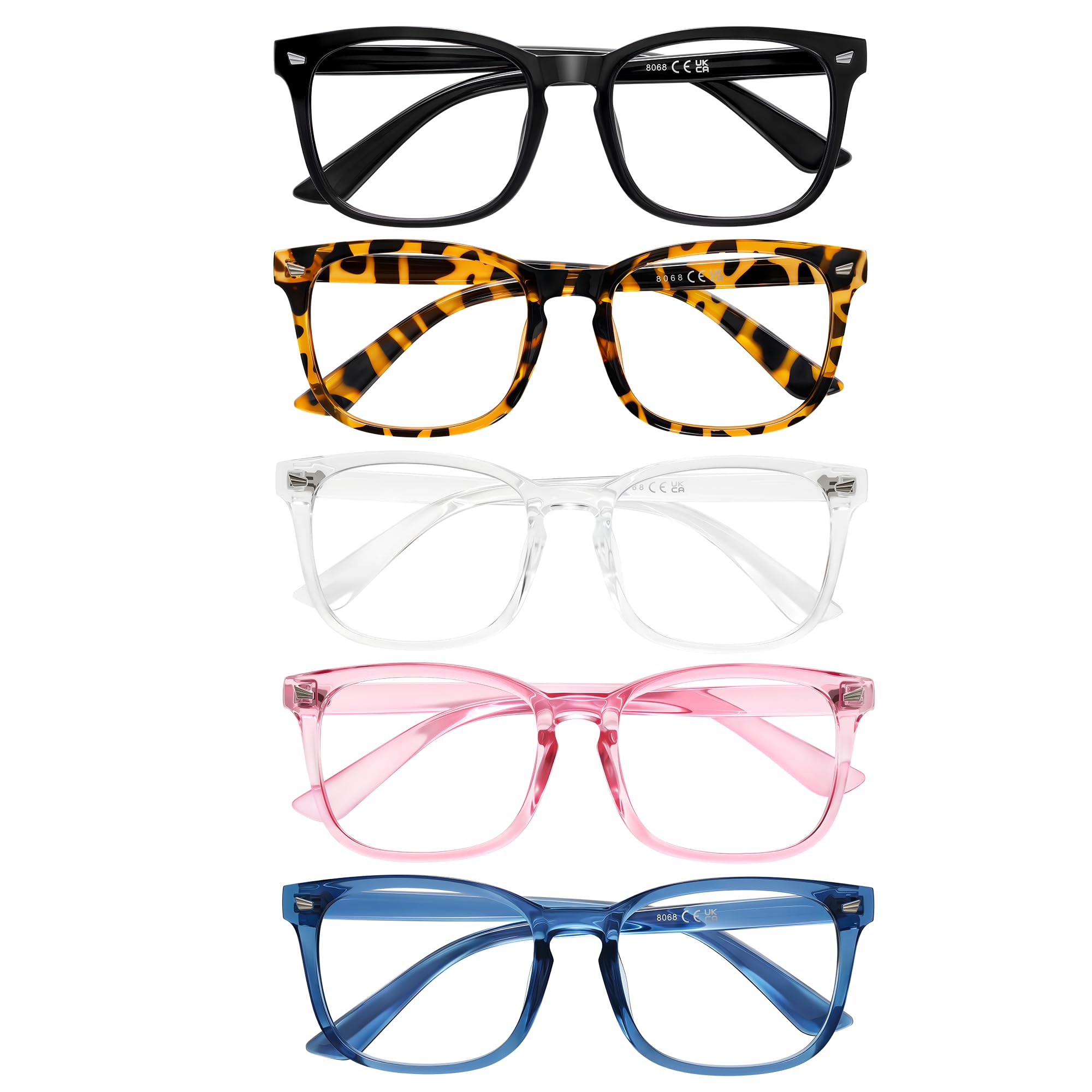 AIMISUV 5-pack reading glasses with blue light blocking for screen work.