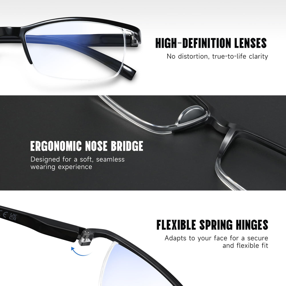 Lightweight, anti-eyestrain glasses ideal for computer work and reading