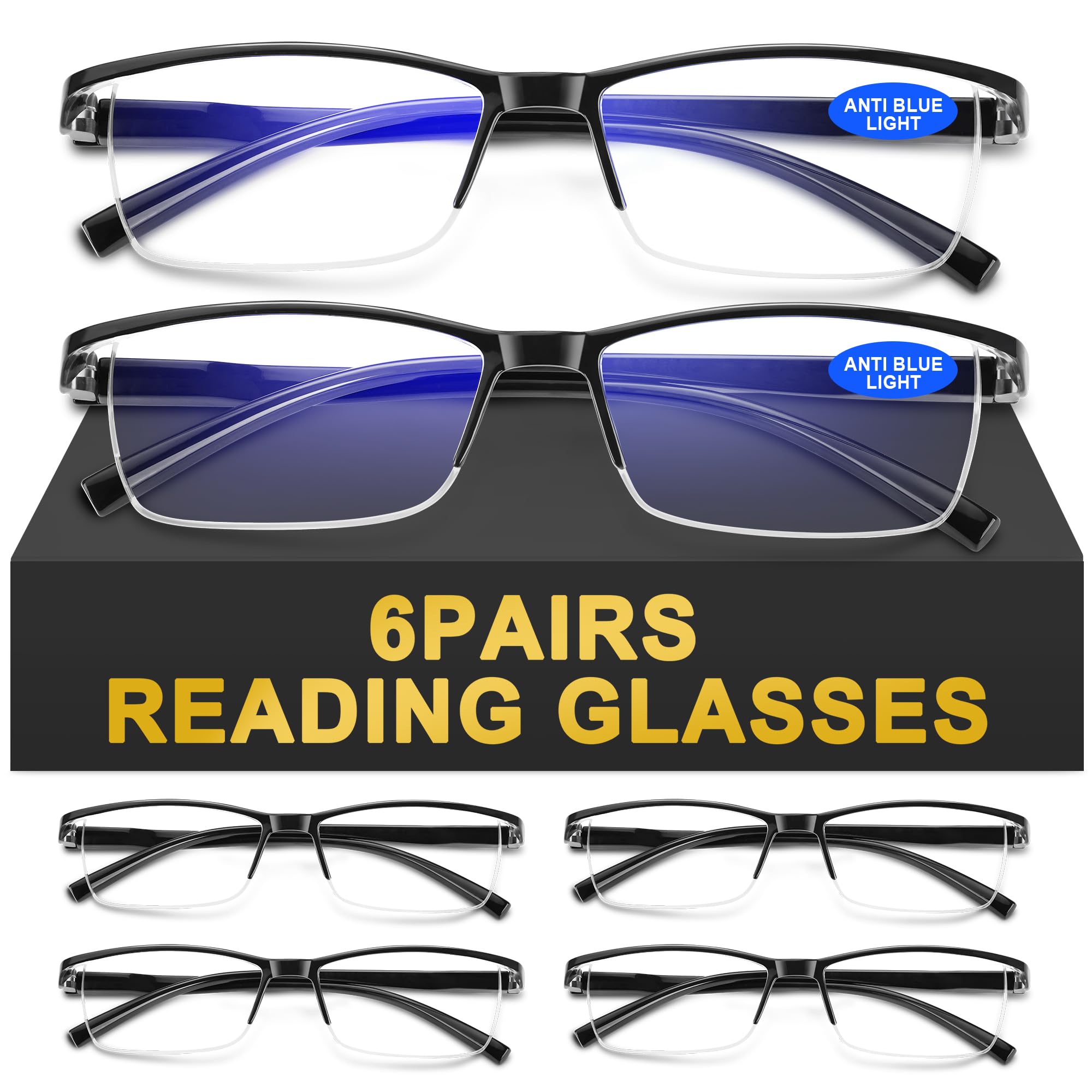 AIMISUV reading glasses with blue light filter for reduced screen eye strain.
