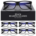 AIMISUV Reading Glasses for Men & Women – Blue Light Blocking UV400, Spring Hinges, LightBlack, 2.75x Magnification