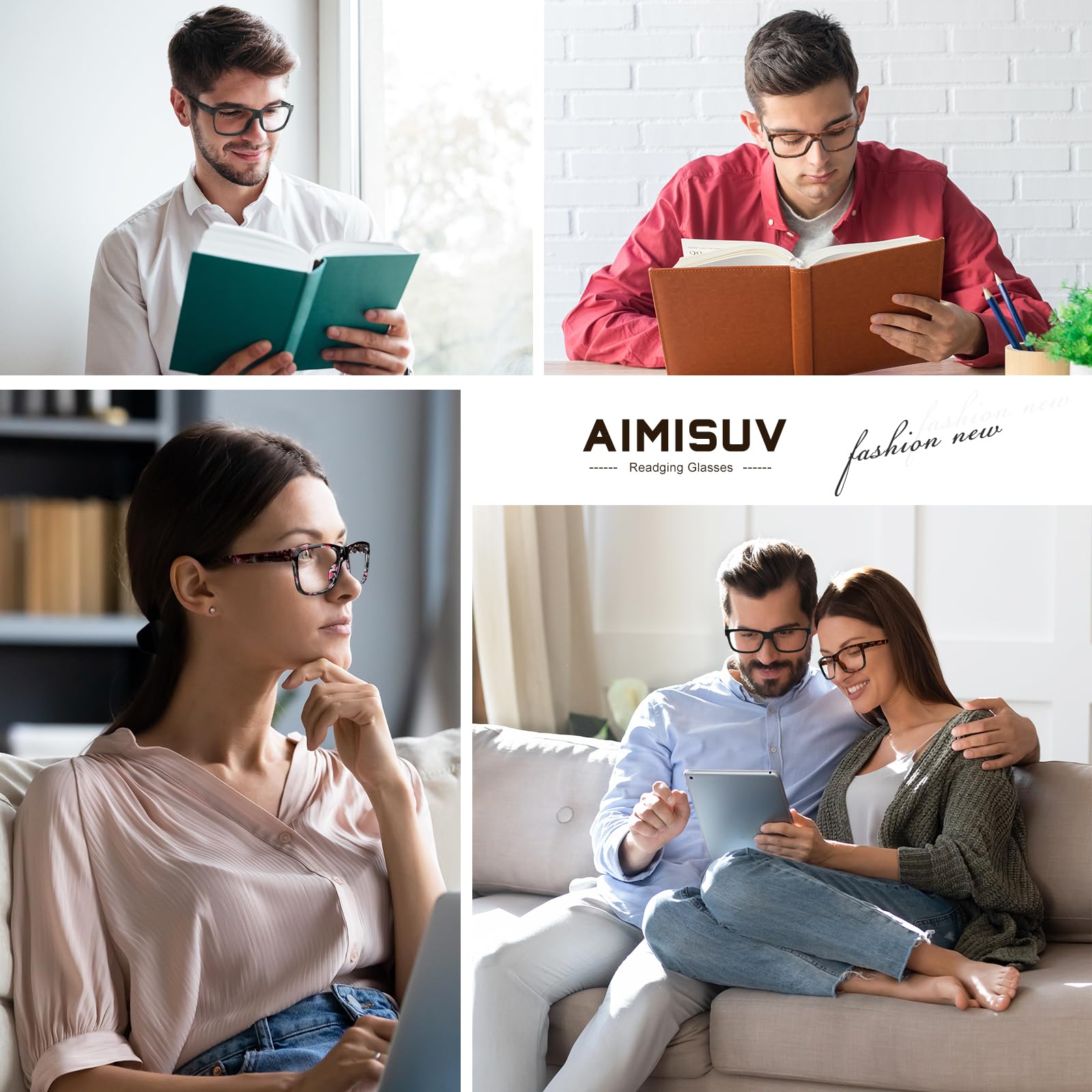 AIMISUV reading glasses pack includes multiple pairs for home, office or gifting.