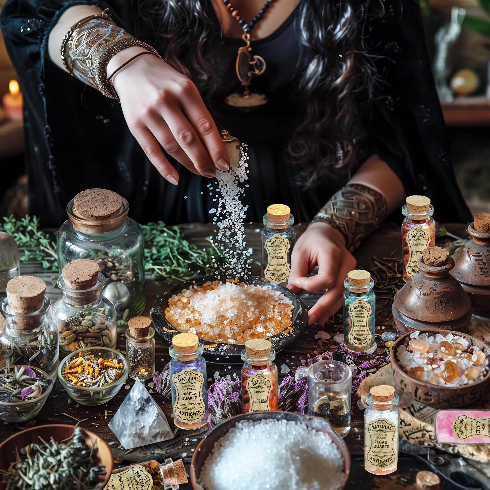 Ainswei clear quartz bottle amplifies intention during spell work