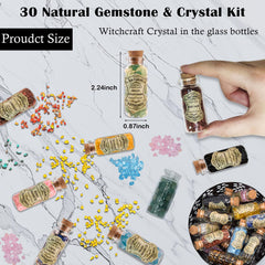 Ainswei mini gemstone set in corked bottles enhances altar display and energy work