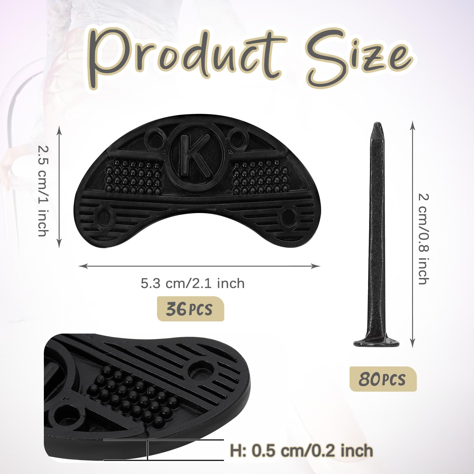 AIQINHU rubber heel taps close-up showing durable protection