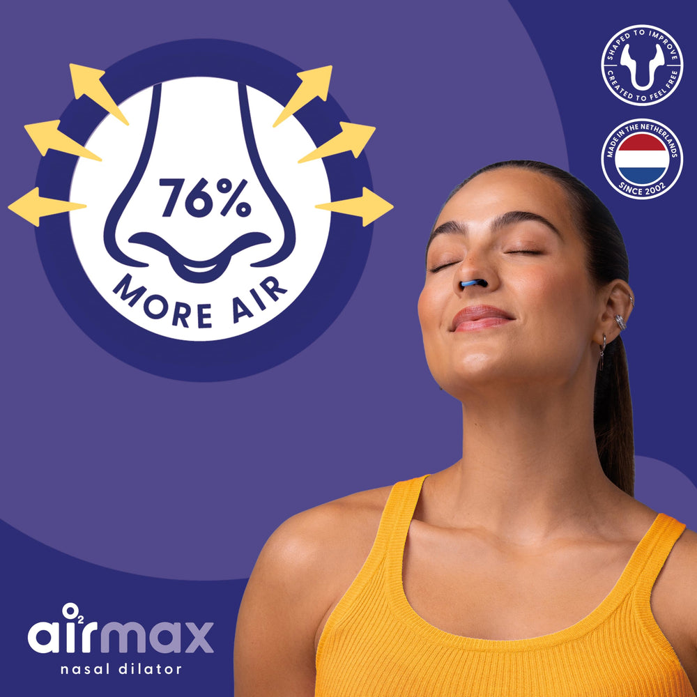 Air Max nasal dilators medium size provides secure fit and enhanced airflow.