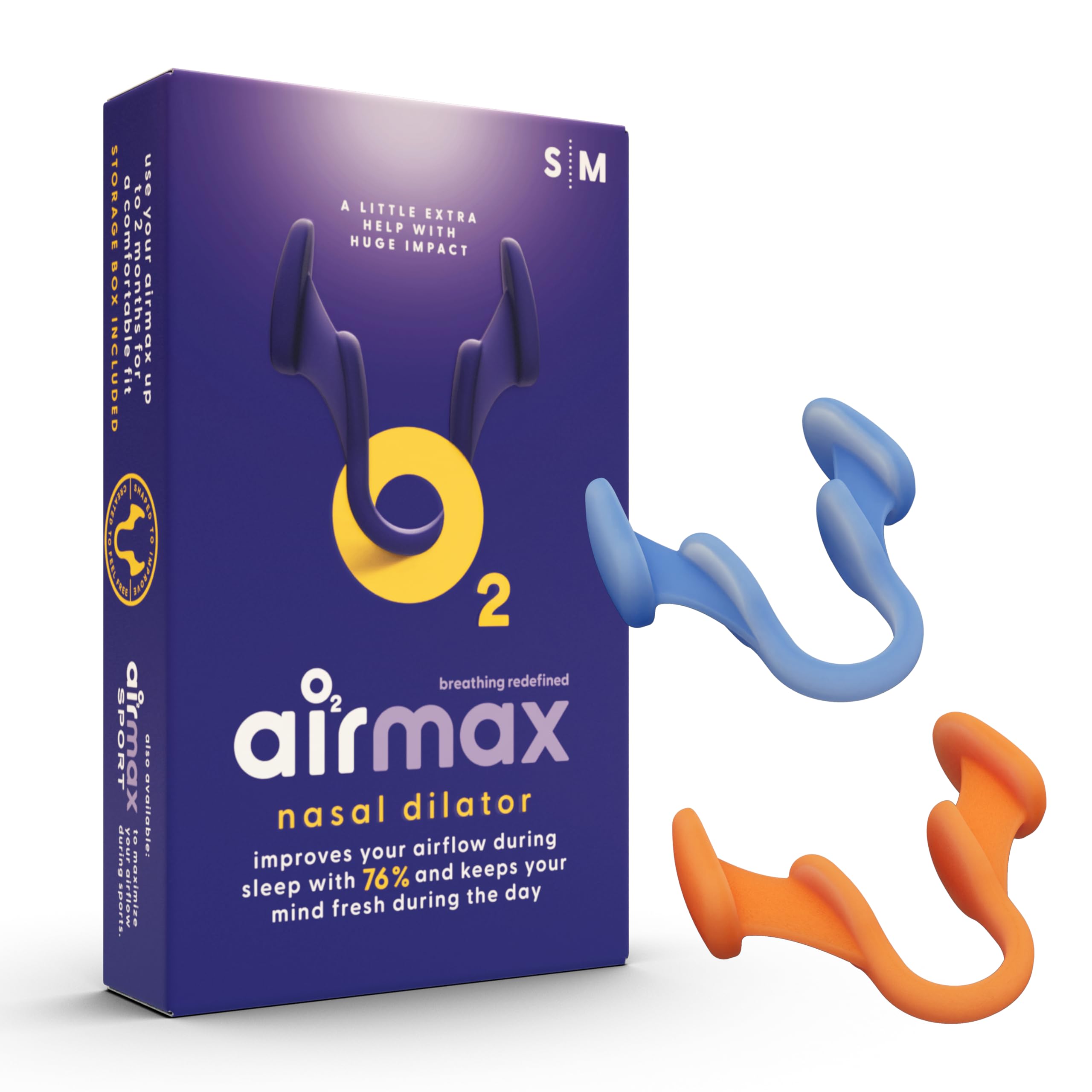 Air Max nasal dilators small size for a comfortable, personalized fit.