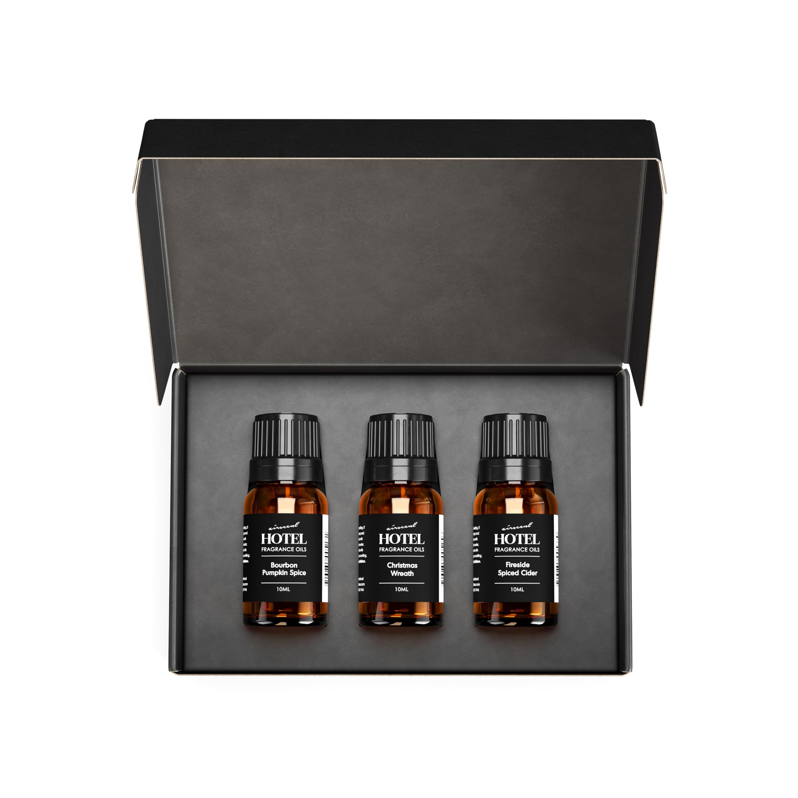 Air-Scent Bourbon Pumpkin Spice diffuser oil bottle adds cozy autumn ambiance.