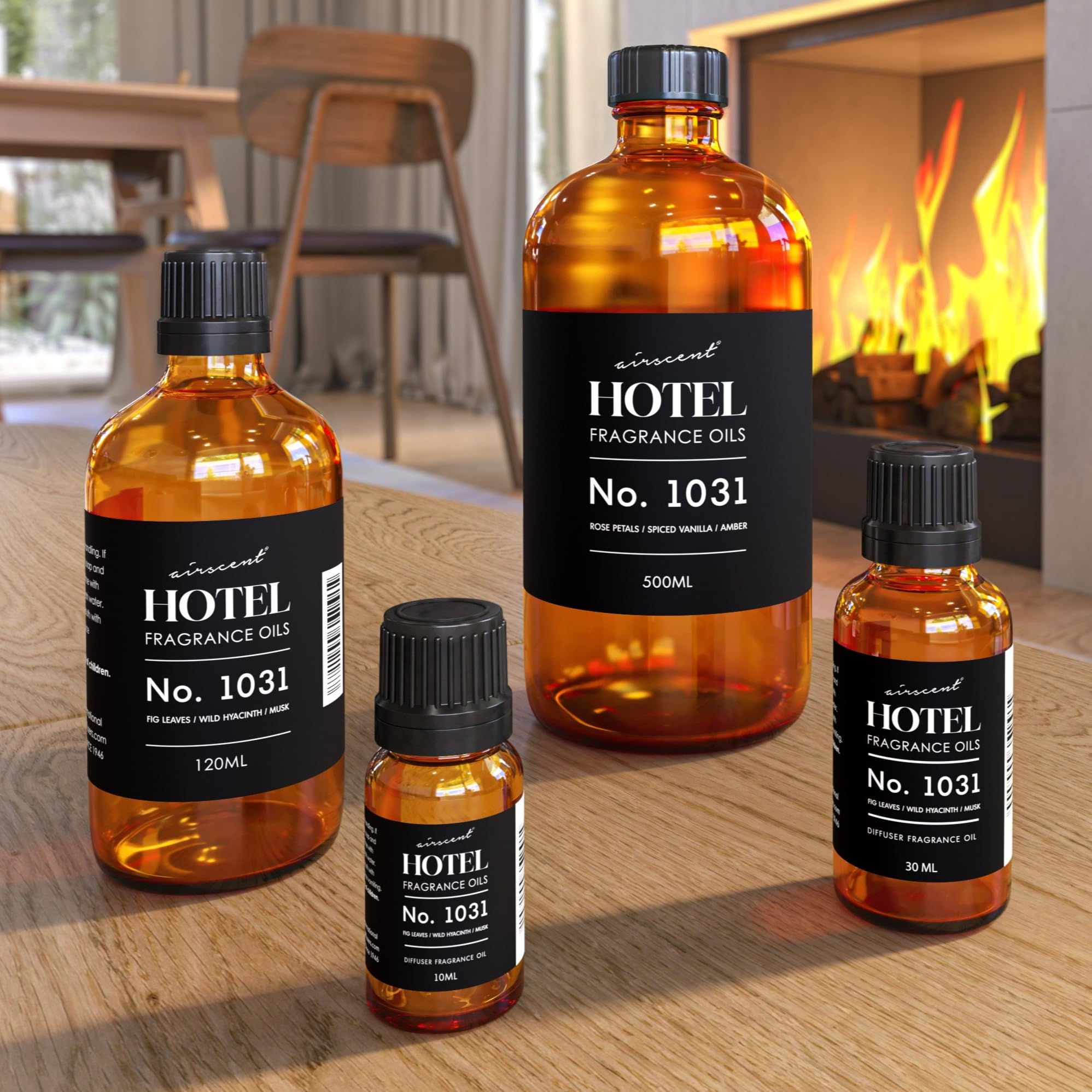 Air-Scent amber and spice notes captured in premium fragrance bottle.