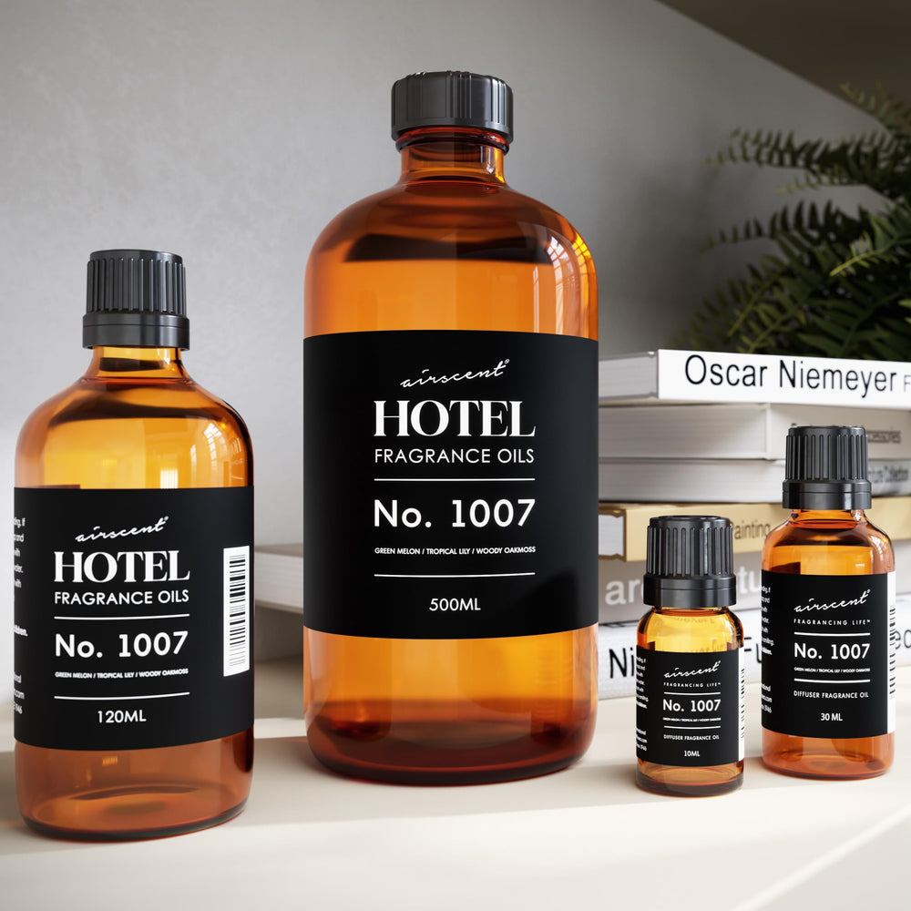 Air-Scent Hotel Diffuser Oil No.1007 full bottle with wooden cap suggests premium fragrance