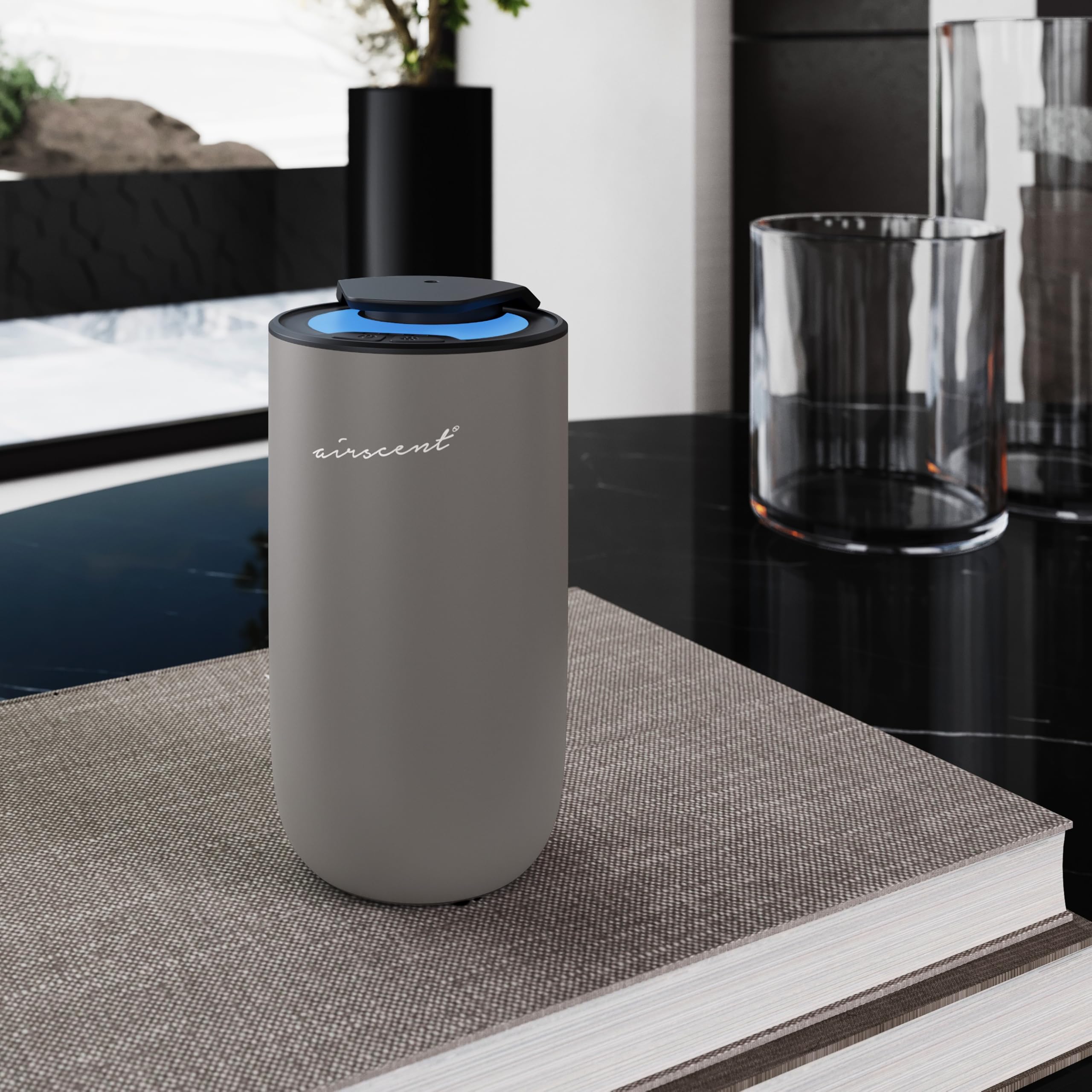 Air-Scent Mini diffuser with twist-off refill design for mess-free oils.