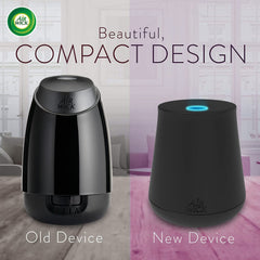 Air Wick Essential Mist Lemon Thyme bottle and cap display compact design for small rooms.