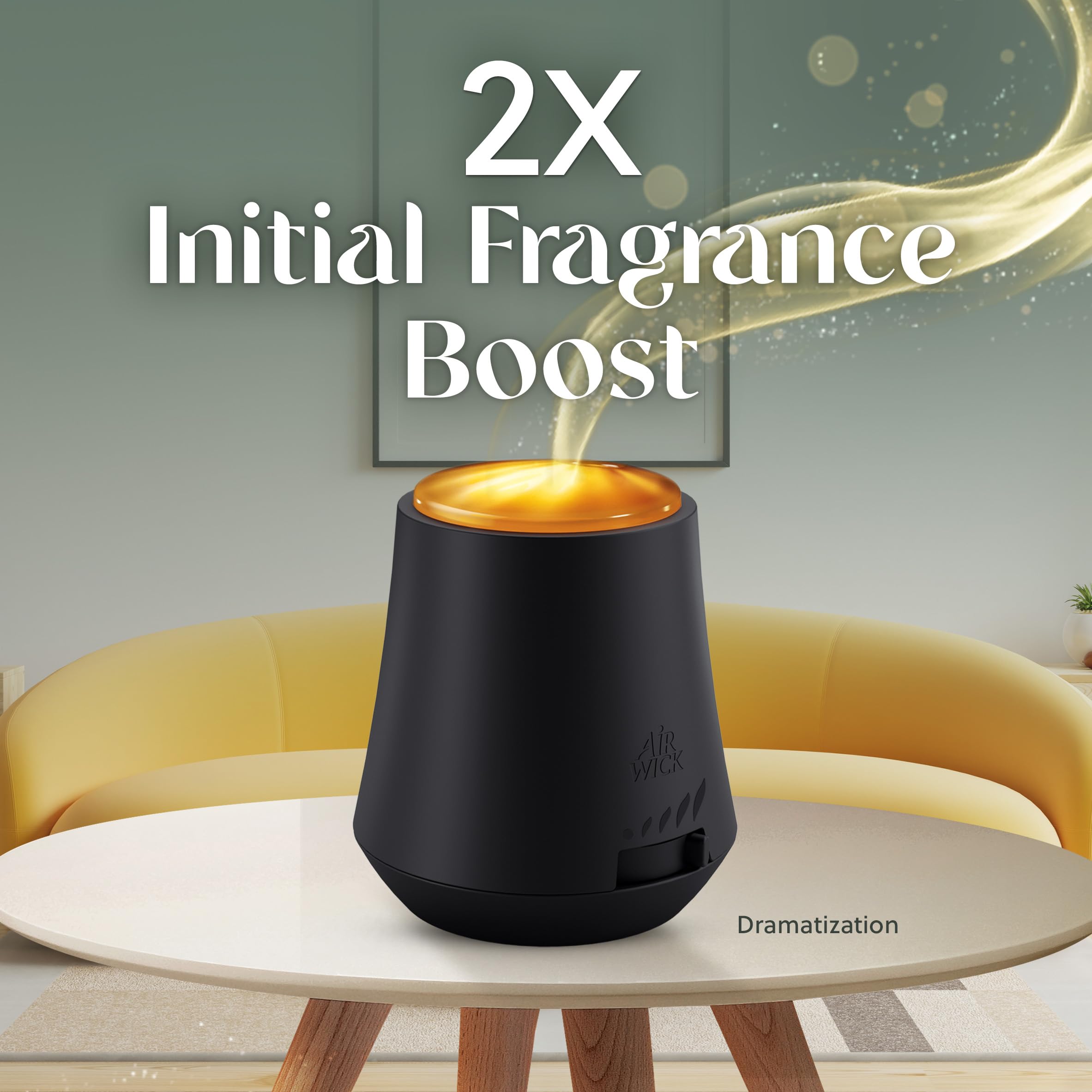 Air Wick Essential Mist refill bottle shown for quick change and consistent aroma.