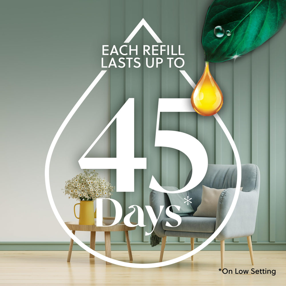Air Wick Essential Mist refill package highlighting simple, ready-to-use fragrance refills.