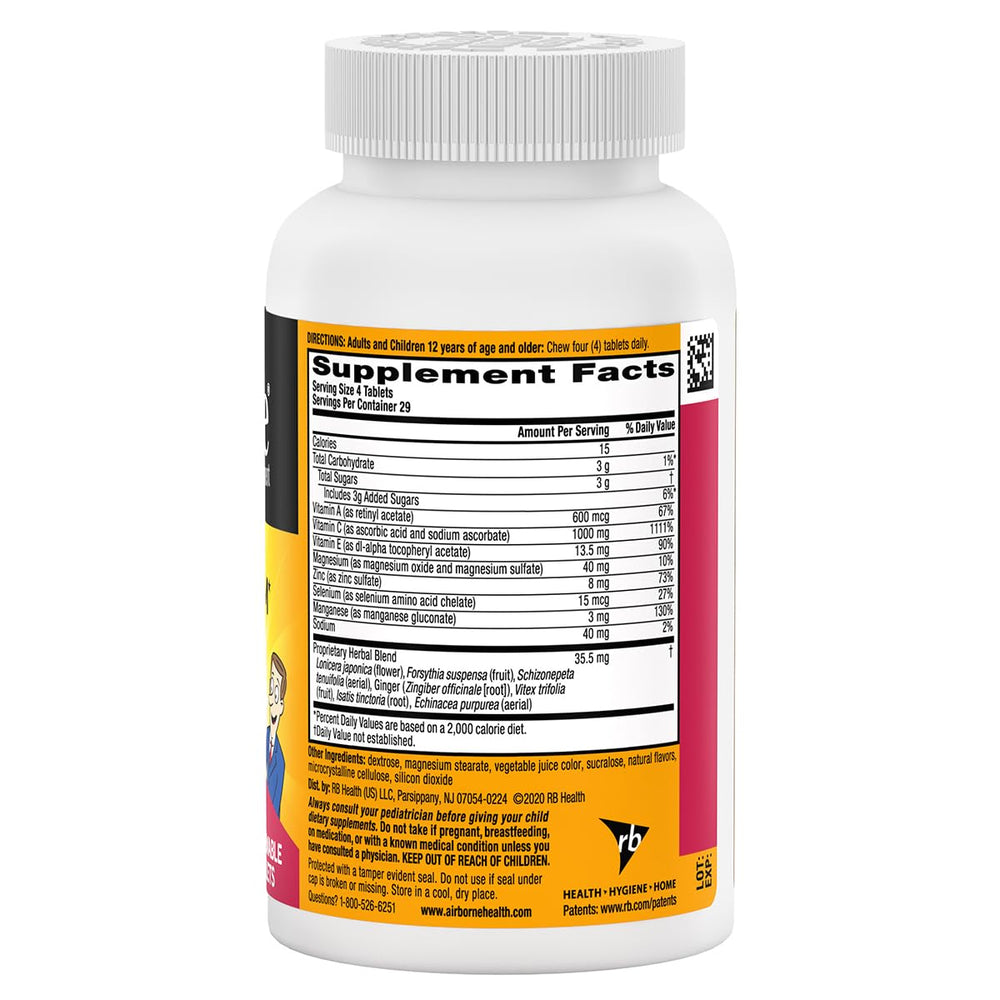 Airborne antioxidants banner emphasizes vitamins A, C, and E.