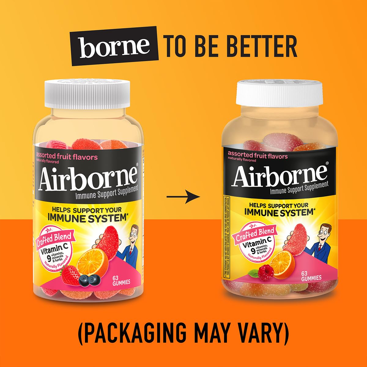 Airborne gummies on daily-use bag pocket suggests easy travel companion.