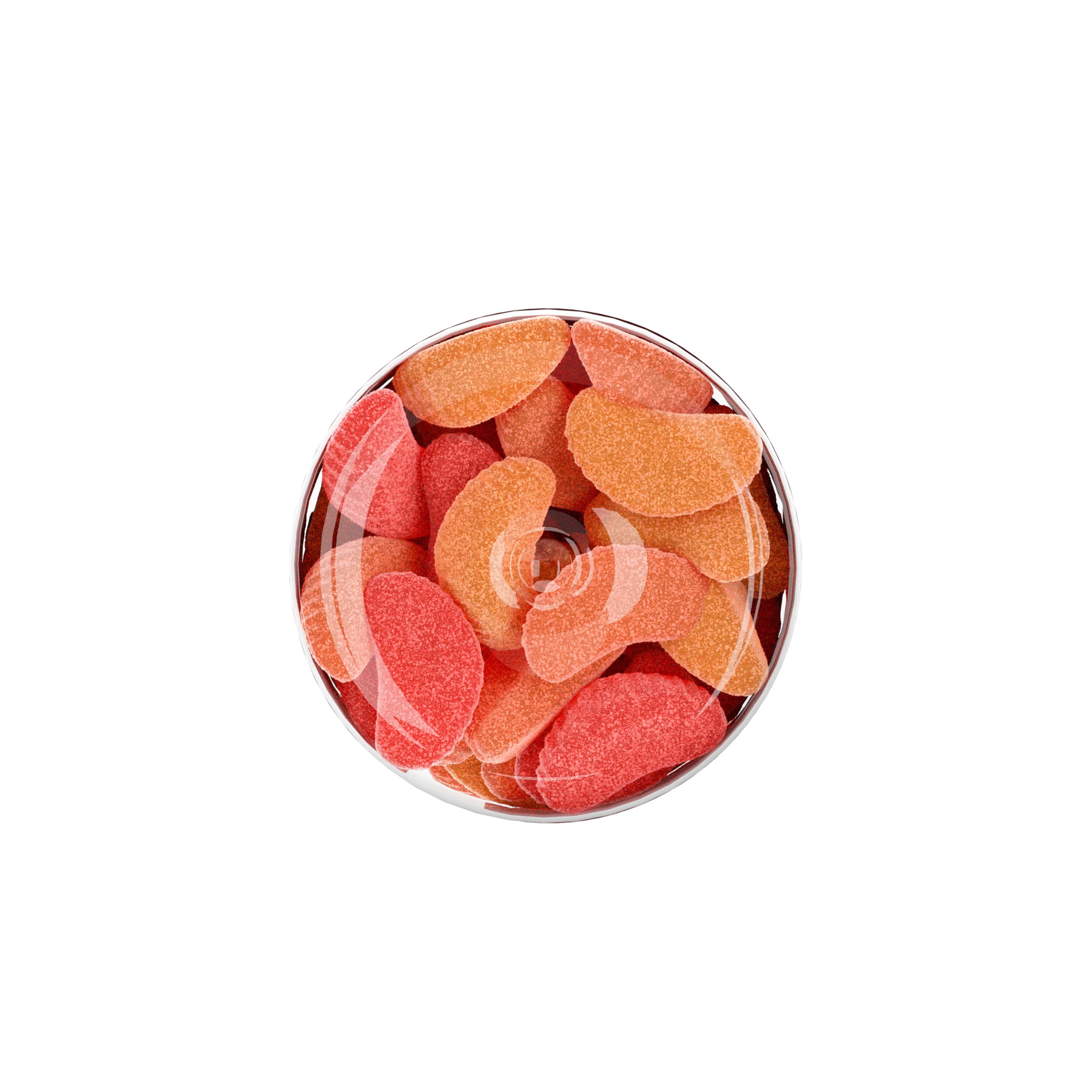 Gummies arranged on a kitchen counter for a family wellness routine.