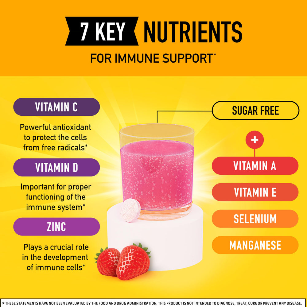 Airborne immune support ingredients label with vitamins and minerals