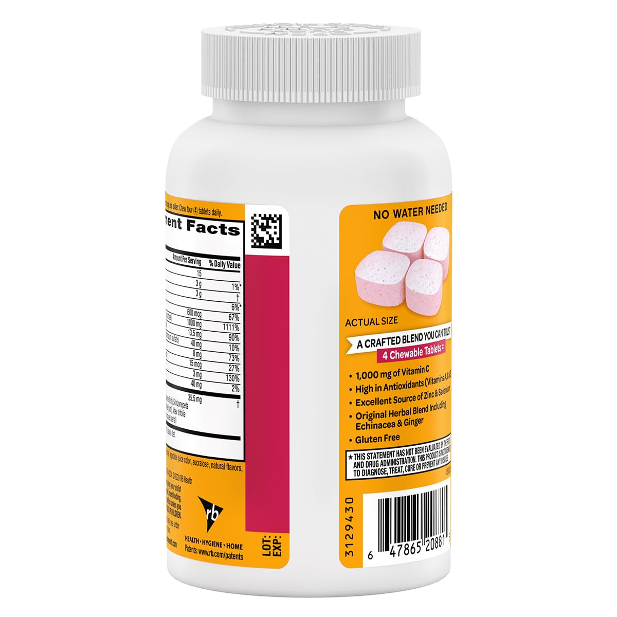 Airborne immunity-support label shows 13 nutrients for daily use.