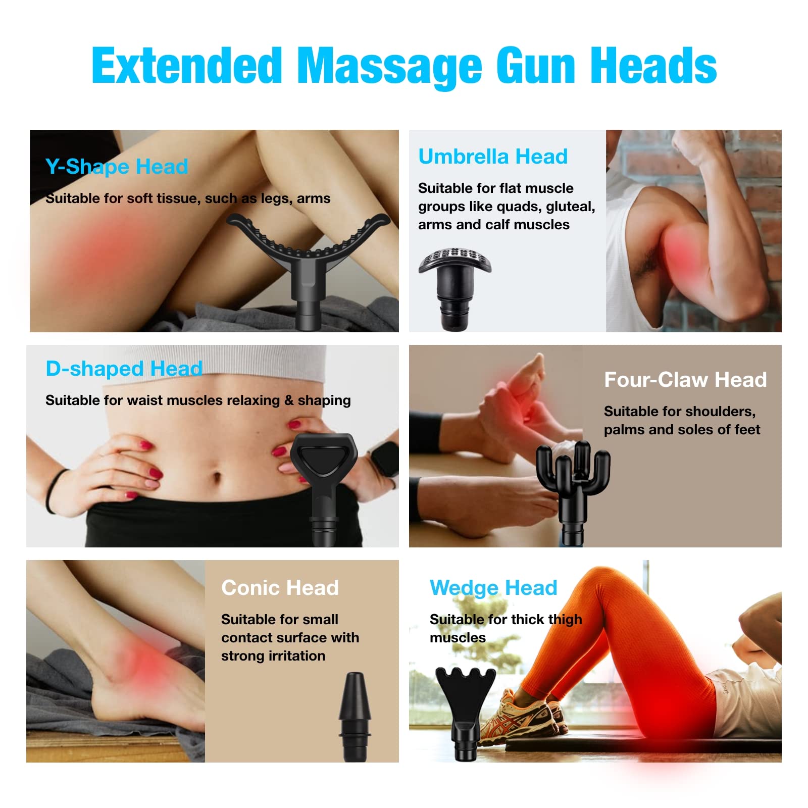AiRelax ABS and silicone gel head provides firmer deep-tissue work
