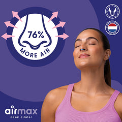 Airmax nasal dilators close-up showing soft silicone and fit.