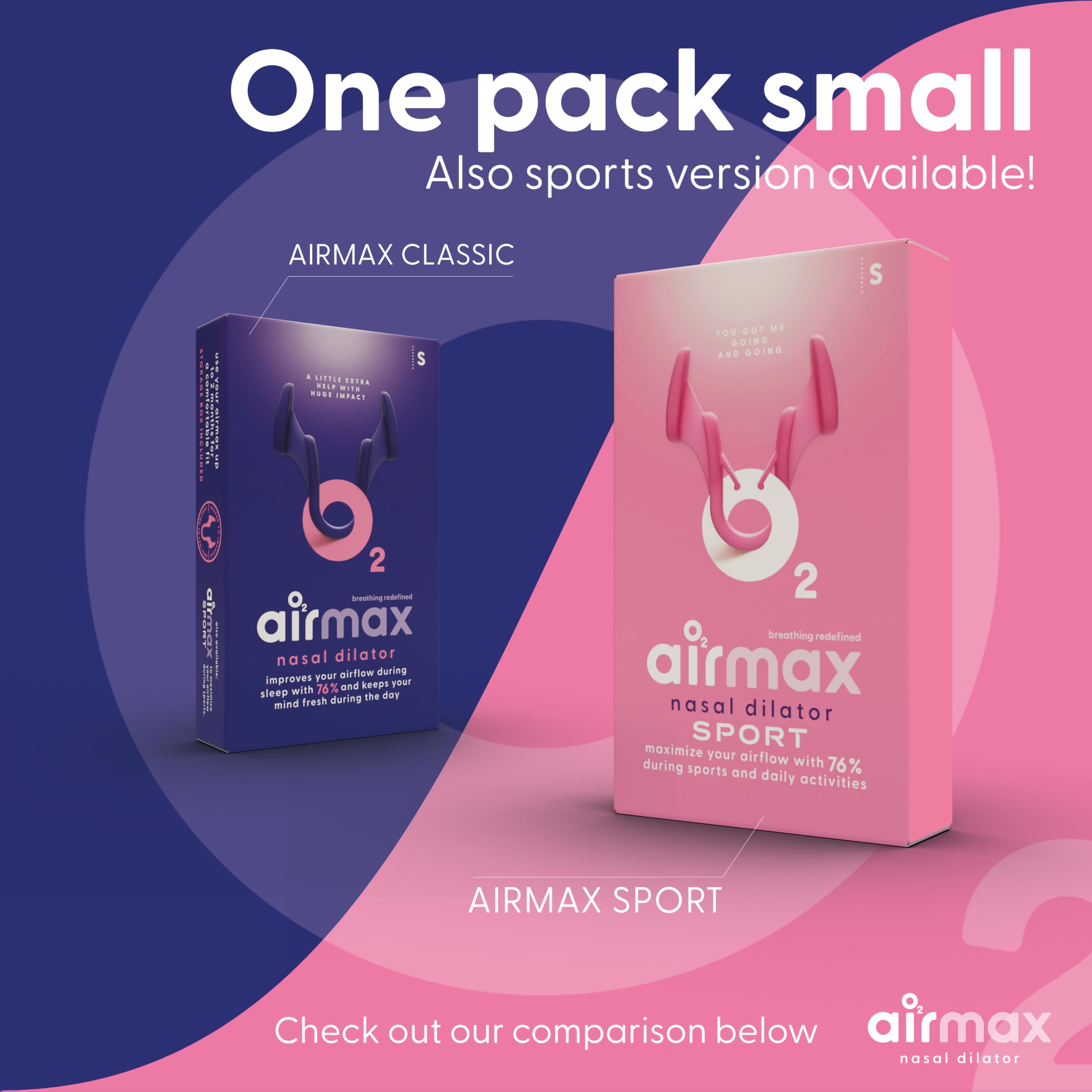 Airmax nasal dilators with storage box and travel case.