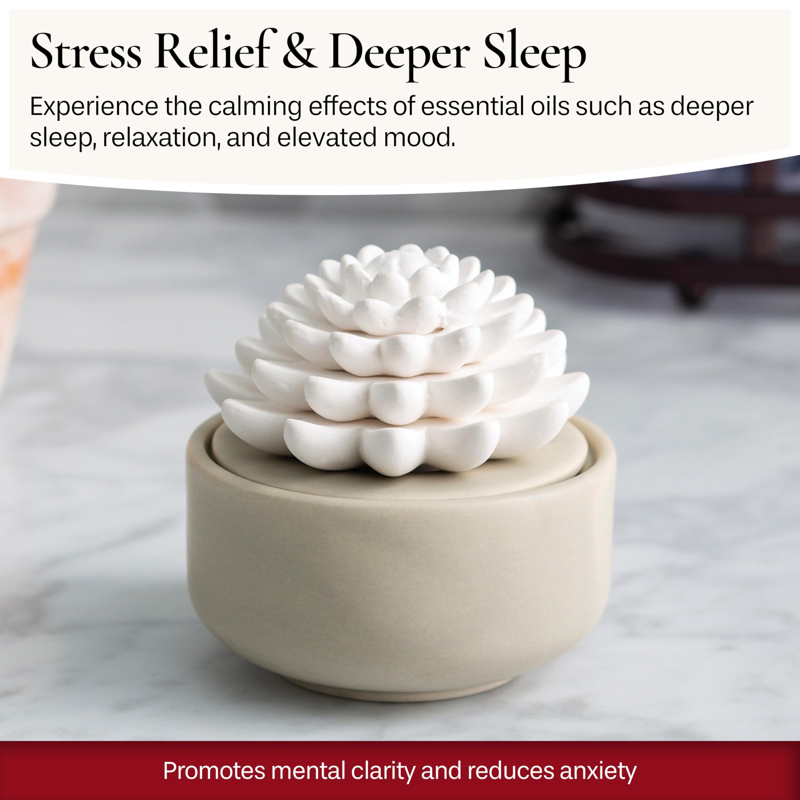 Airomé White Succulent diffuser porcelain finish complements modern decor.