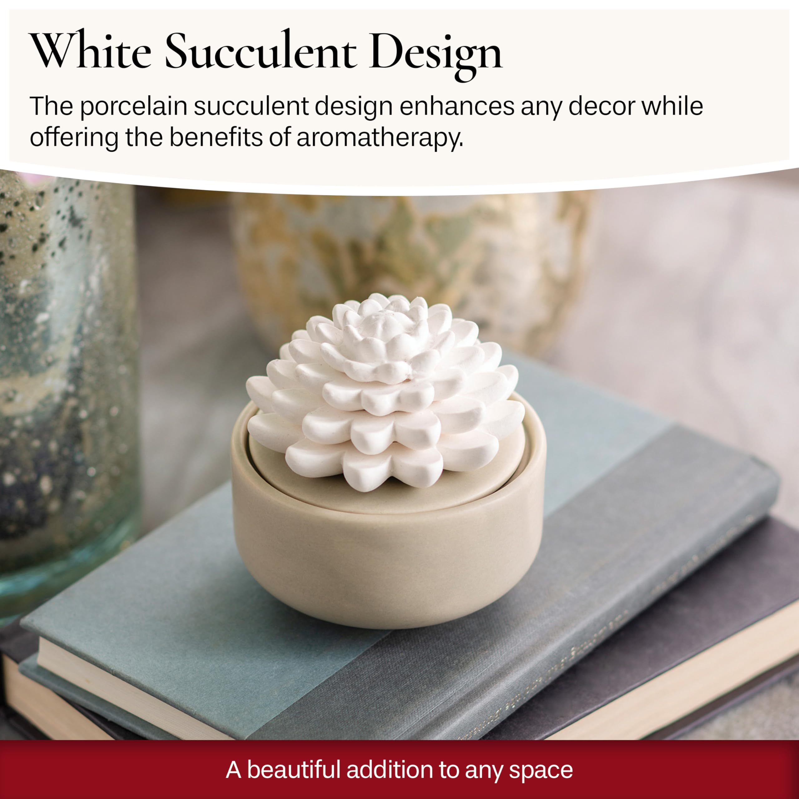 Airomé White Succulent diffuser in a cozy space enhances mood and ambience.