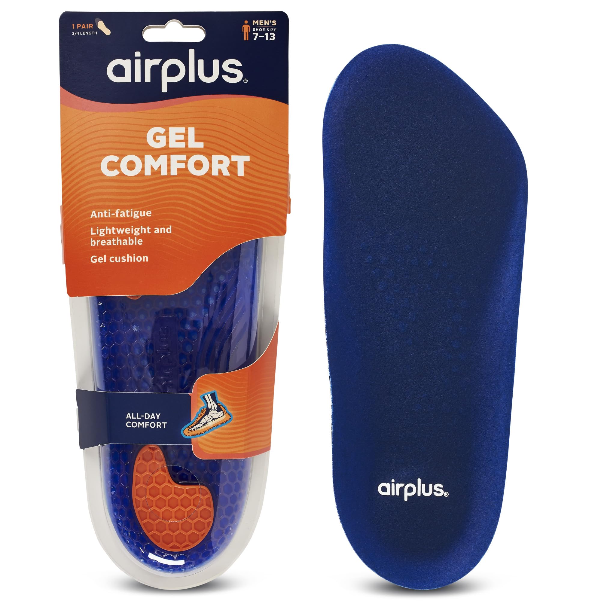 Airplus Gel Orthotic 3/4 Length heel cushion for daily comfort.