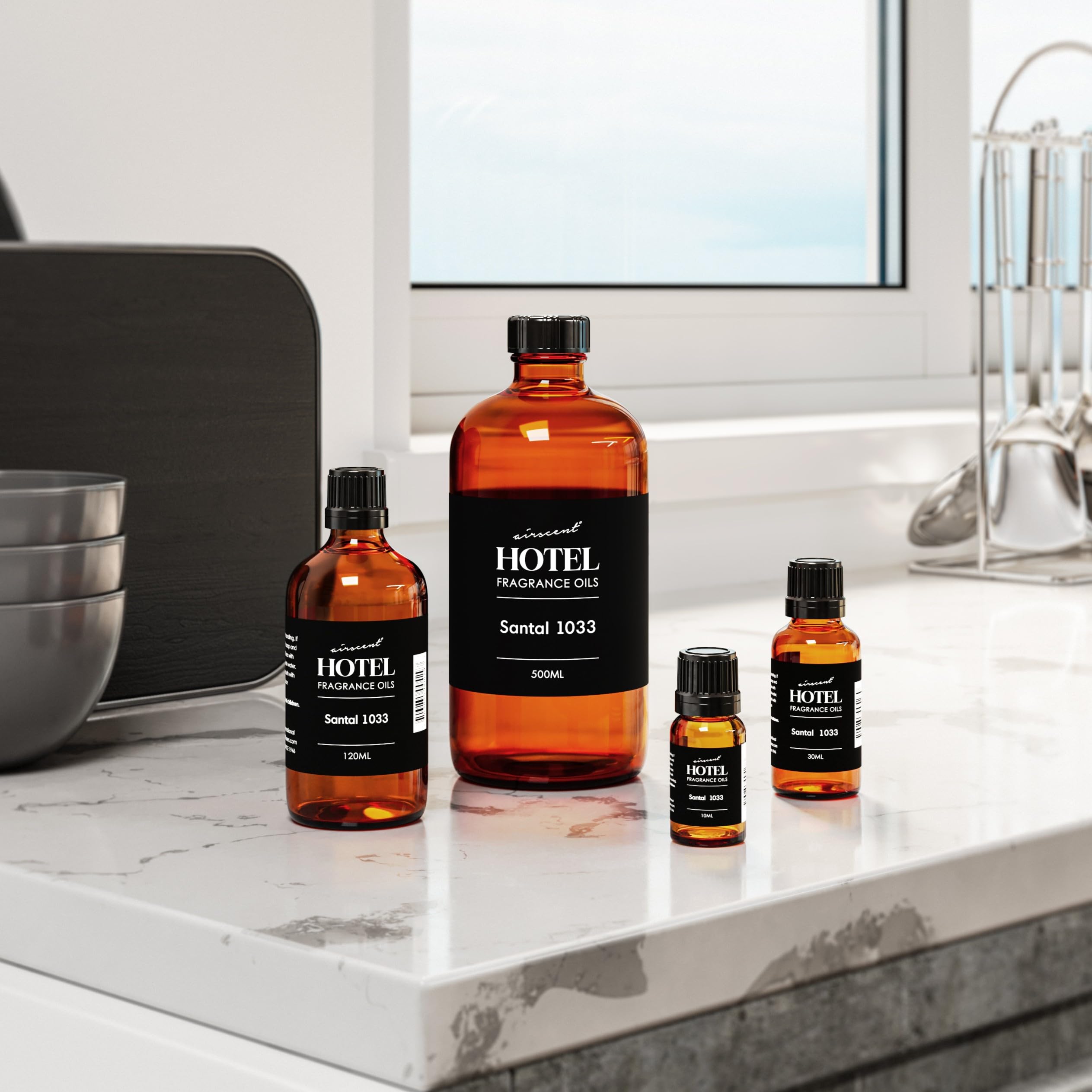 Air-Scent Santal notes sandalwood cedarwood musk for depth.