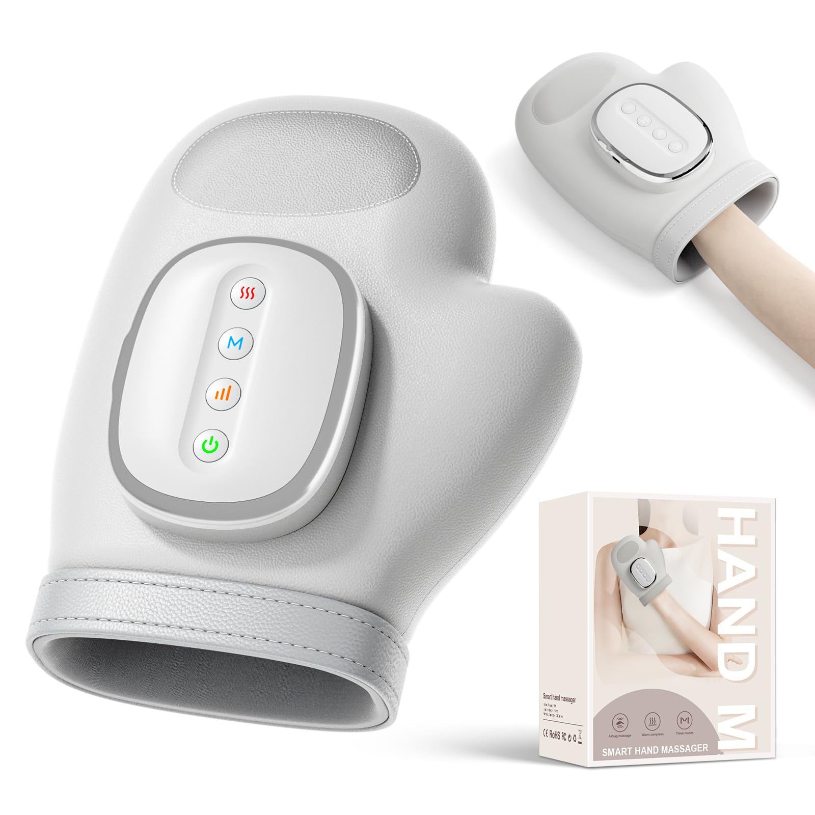 Airsee hand massager at heat level three provides soothing warmth.