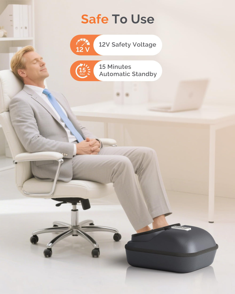 AirSEE massager fits up to men's size 12 feet for inclusive sizing