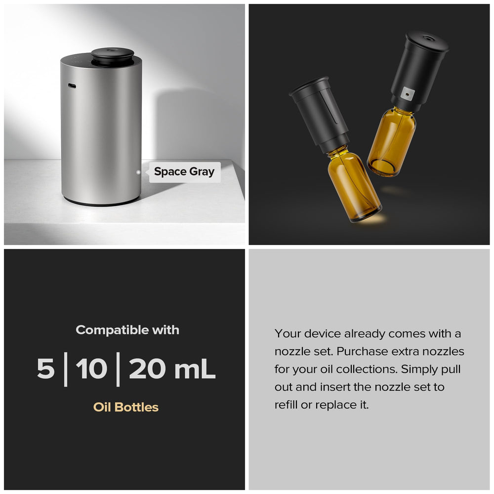 Airversa diffuser detachable nozzle for easy oil refills and maintenance