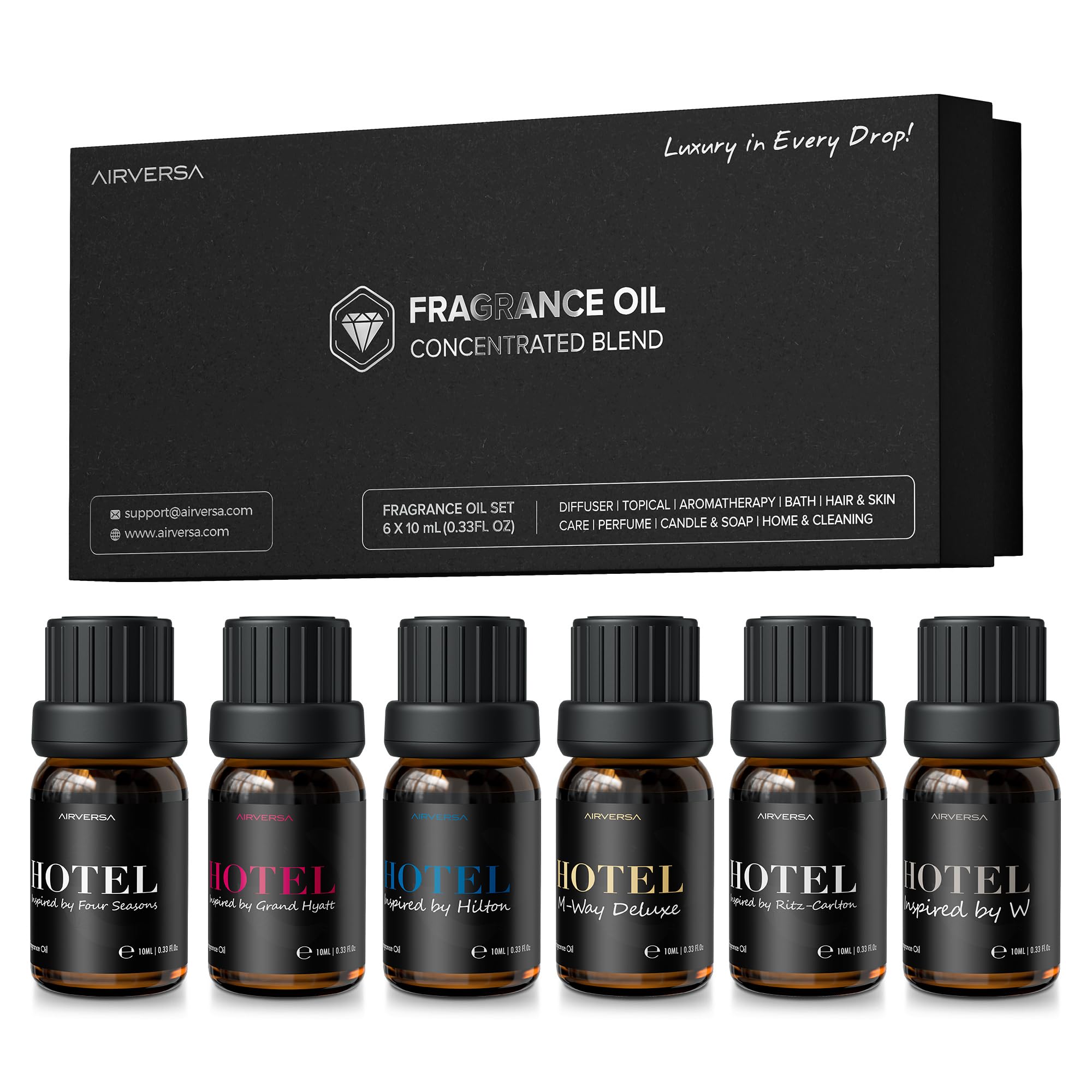 Airversa hotel scent diffuser oils set for elegant ambiance and relaxation