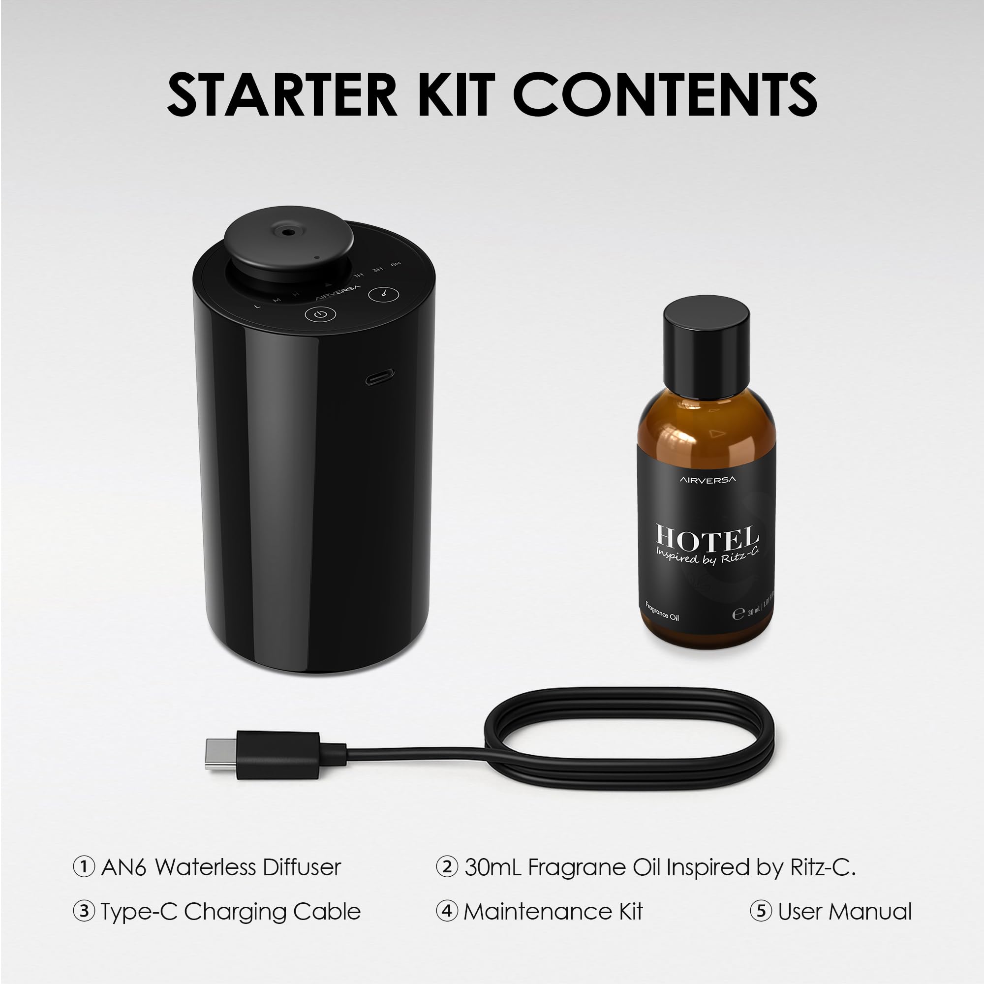 Airversa oil bottle compatibility supports common 5-20ml bottles.