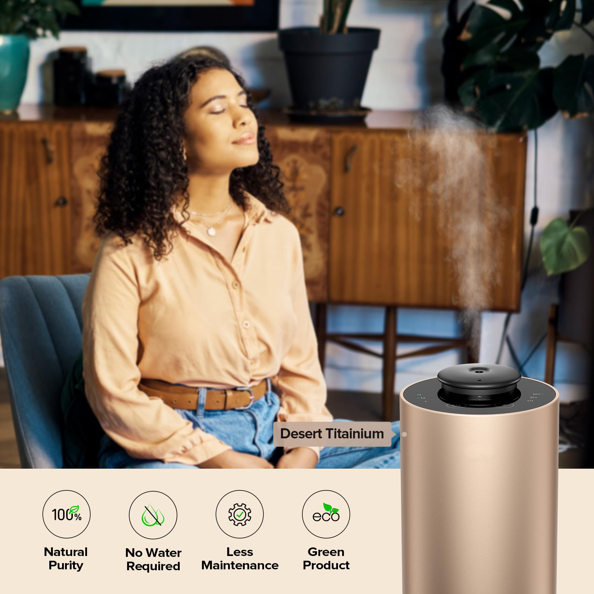 Airversa Waterless Diffuser spill-protection feature helps prevent accidental leaks.