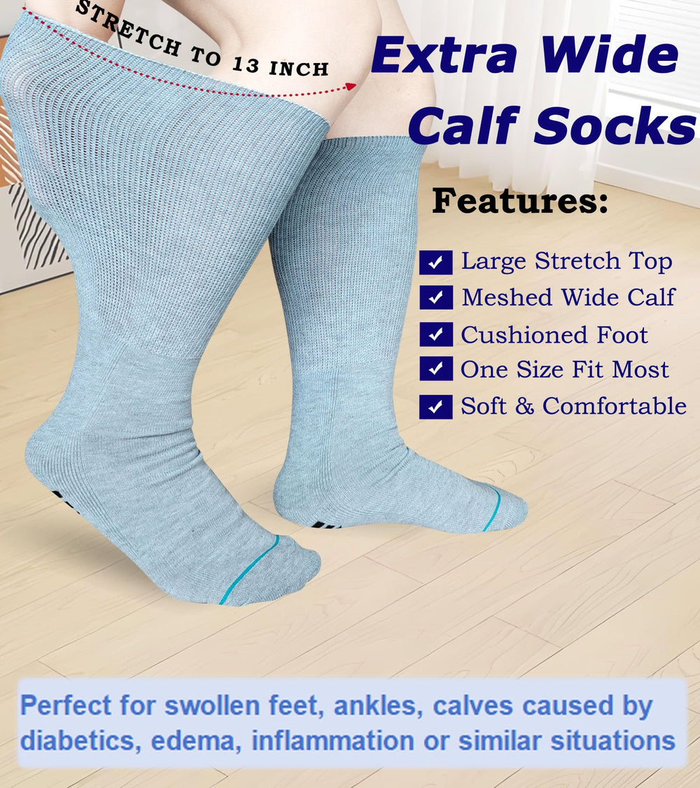 Aisesine calcetines extra ancho, malla superior transpirable para pies secos