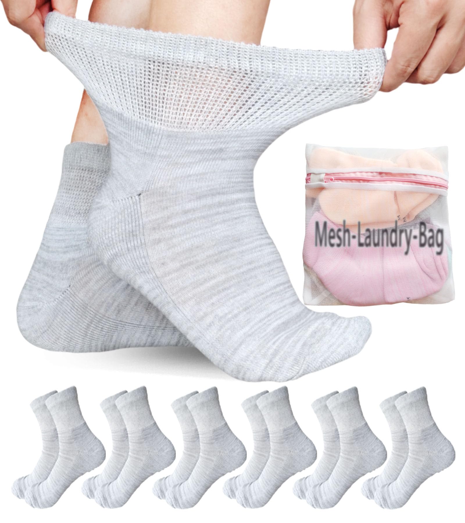 Aisesine diabetic ankle socks close-up showing non-binding stretch for sensitive ankles.