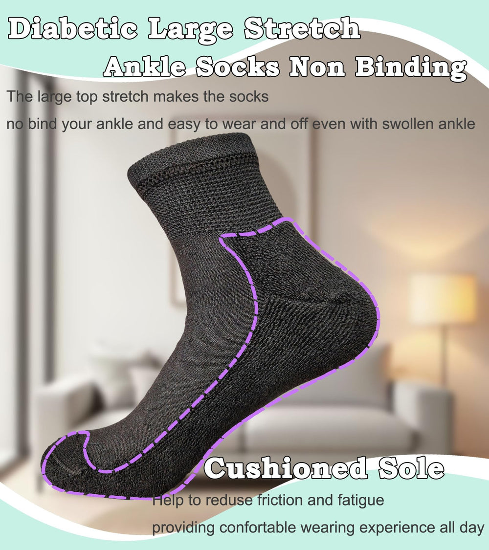 Aisesine mesh-top cushioned-foot diabetic socks for comfort during activity.
