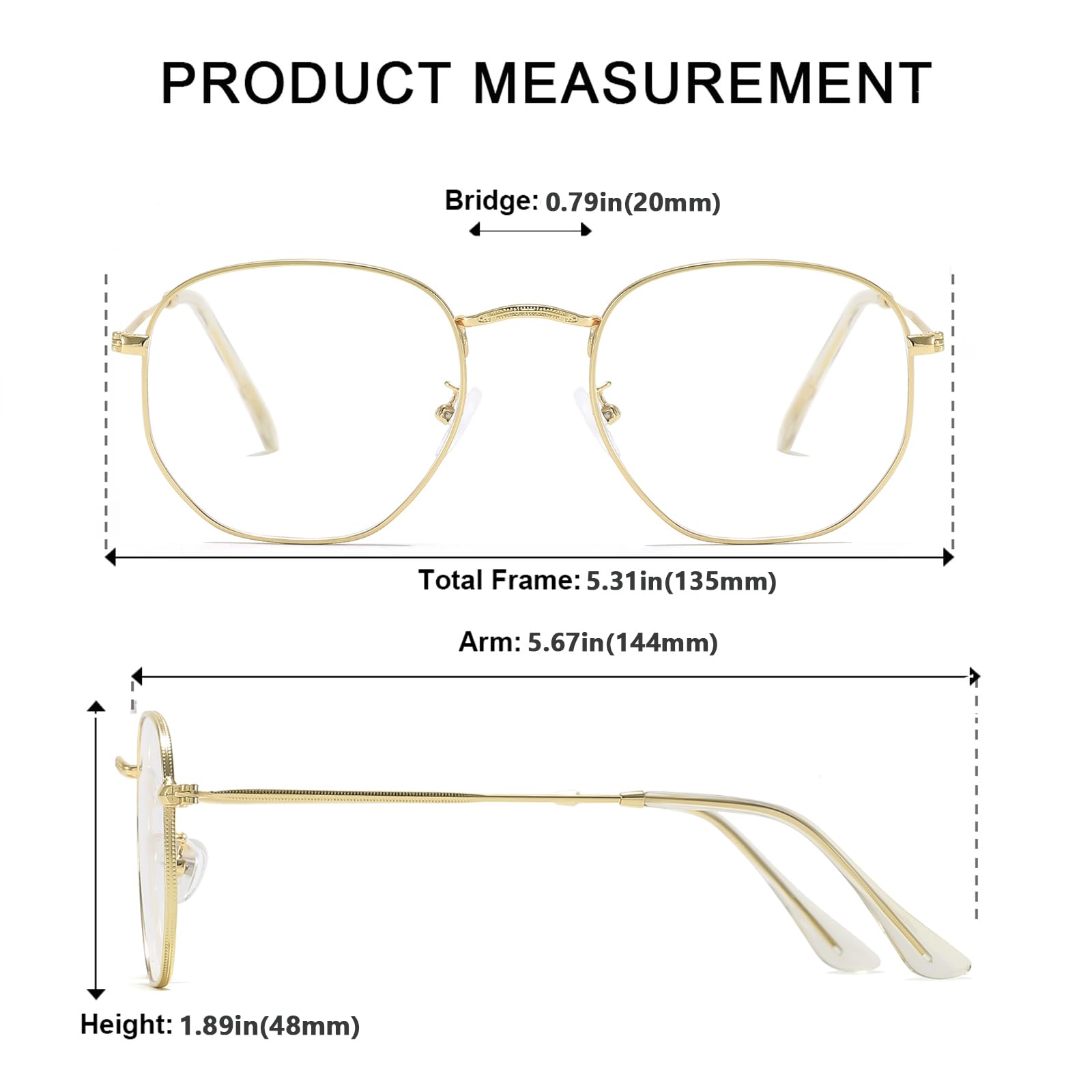 Aisswzber hexagonal blue light blocking glasses – anti-reflective coating reduces glare