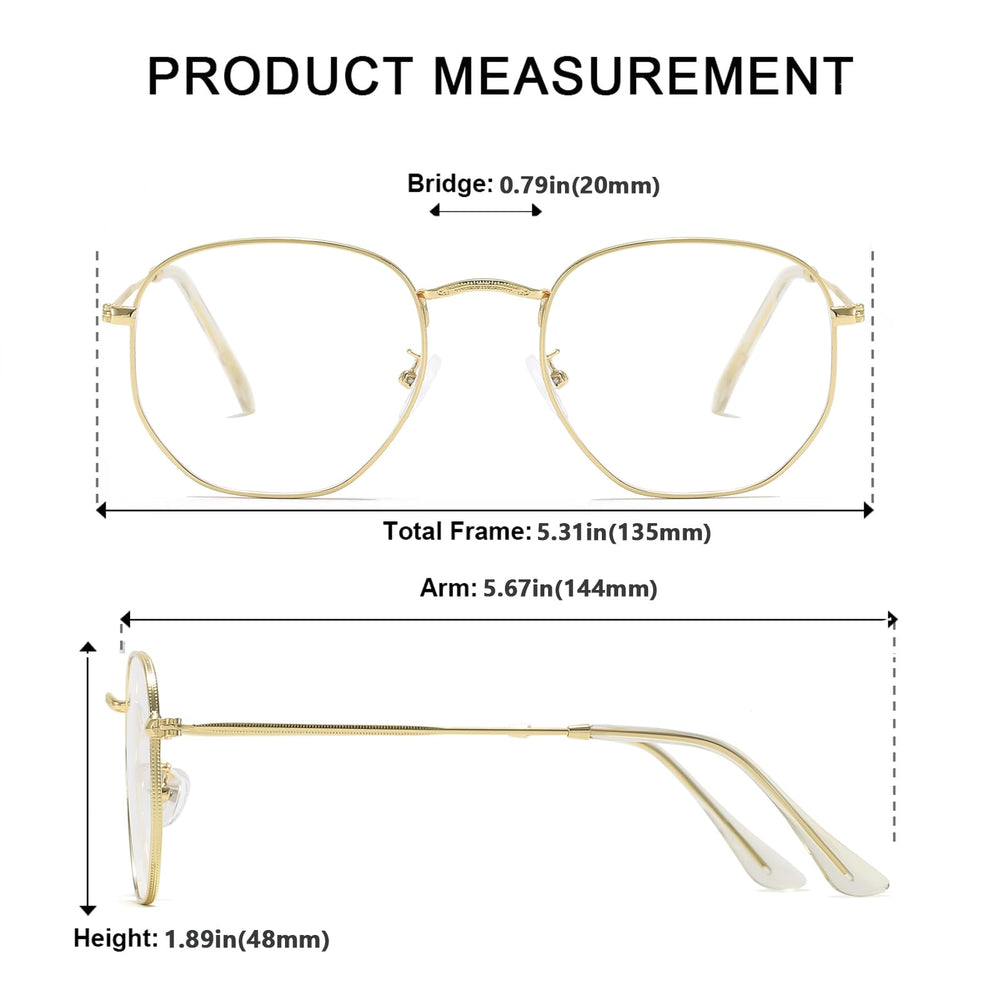 Aisswzber hexagonal blue light blocking glasses – anti-reflective coating reduces glare
