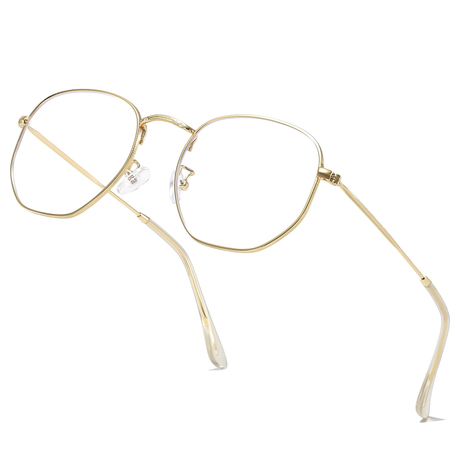 Aisswzber hexagonal blue light blocking glasses – front view for screen-time relief