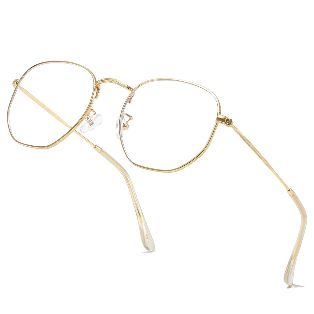 Aisswzber hexagonal blue light blocking glasses – front view for screen-time relief