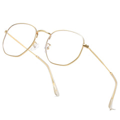 Aisswzber hexagonal blue light blocking glasses – front view for screen-time relief