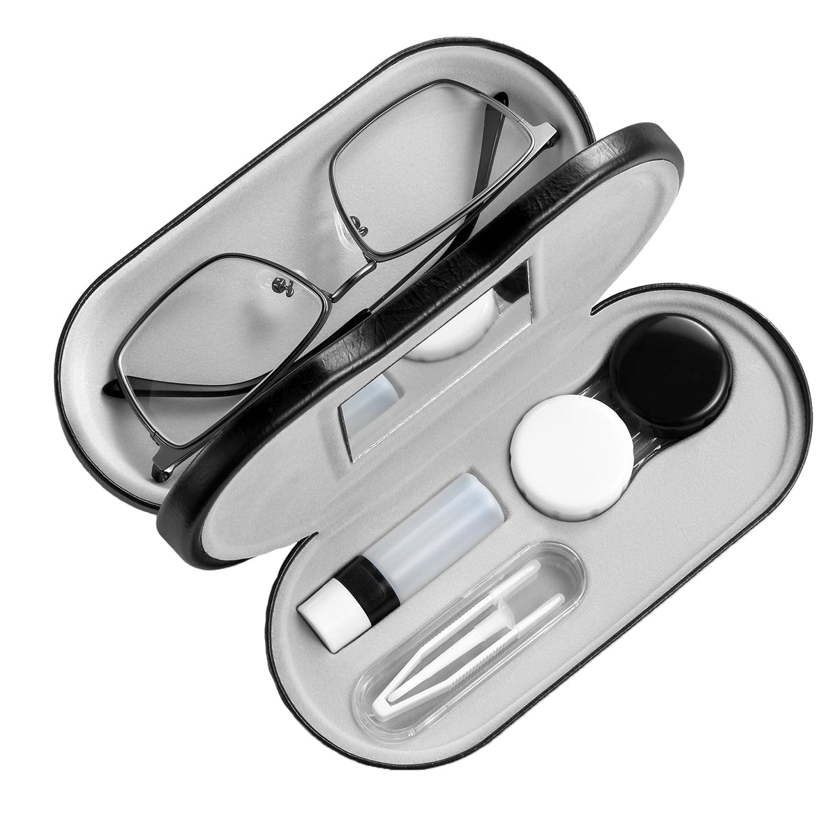 AITIME 2-in-1 glasses and lens case in marbling; protects glasses on the go.