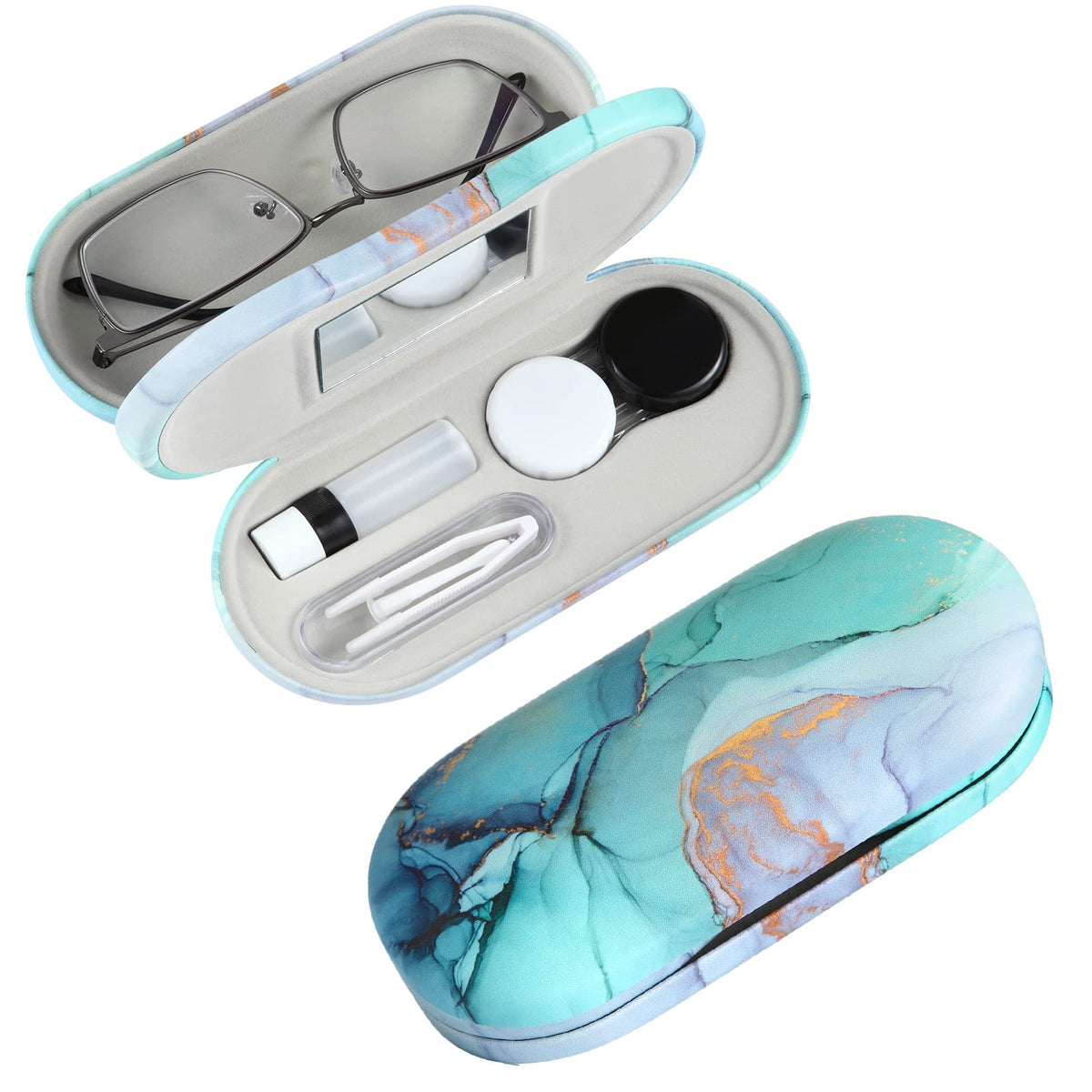 AITIME marbling 2in1 case front view, space-saving travel companion.
