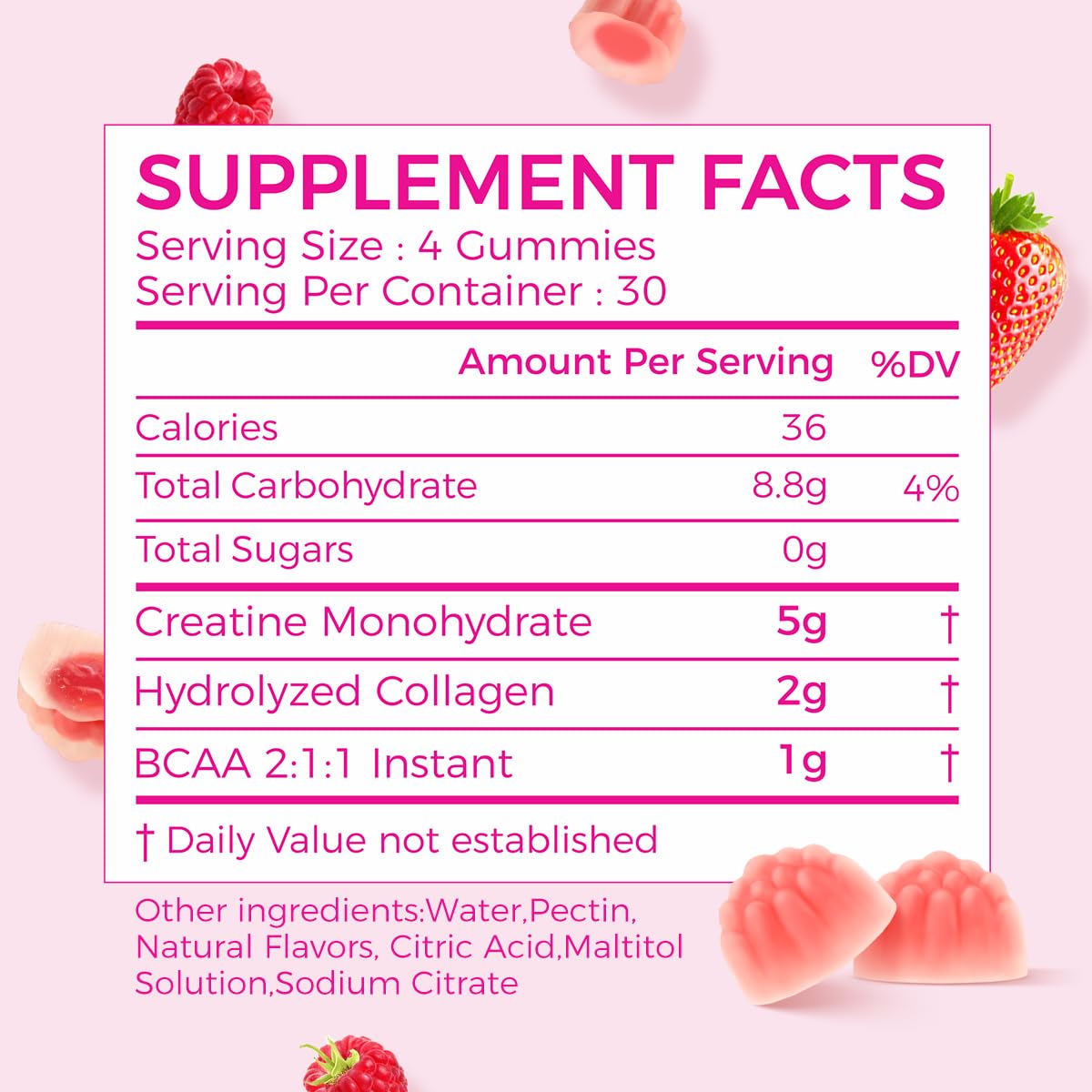 AiVital Women berry gummies closeup highlighting 5g creatine per serving for muscle support